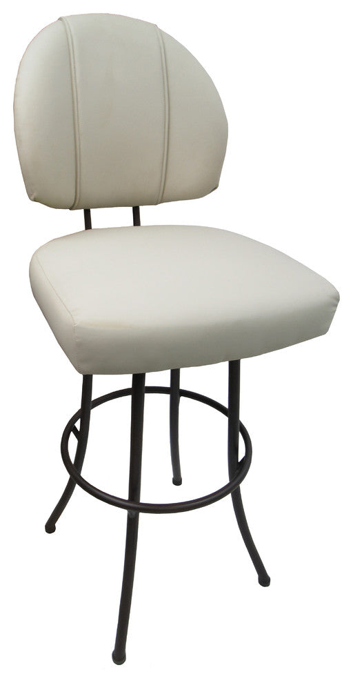 Swivel Bar Stool, Ocean Beige Vinyl, Brown Metal Frame, 30"