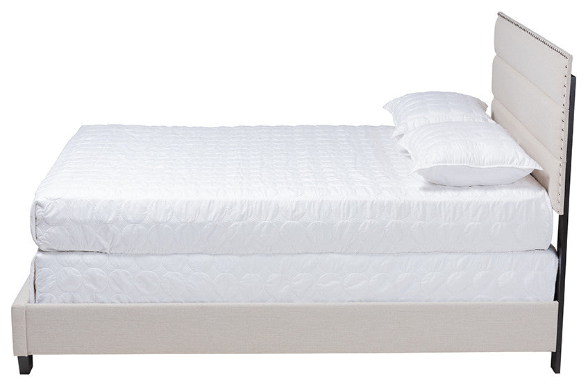 Ansa Modern and Contemporary Beige Fabric Upholstered Queen Size Bed