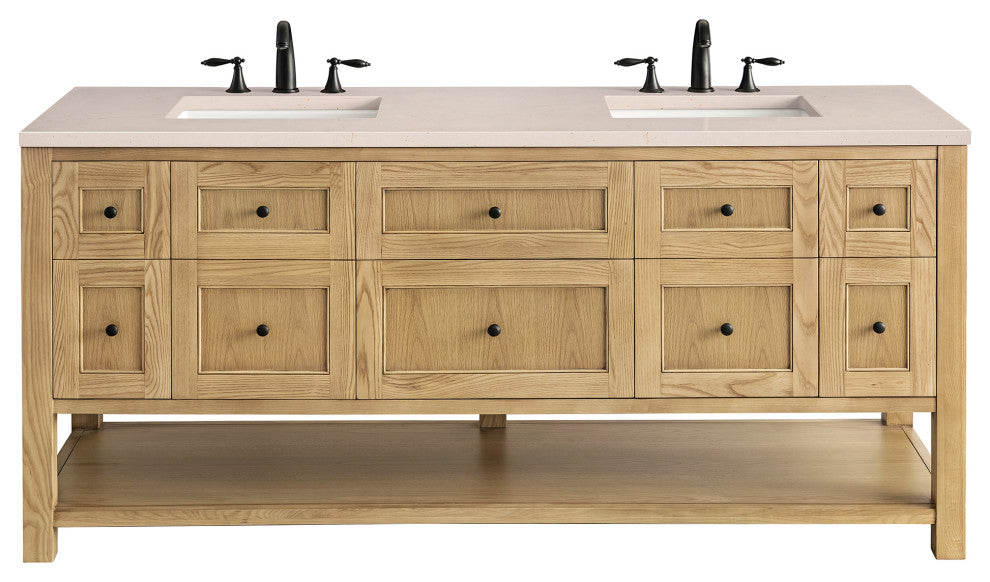 Breckenridge 72" Double Vanity, Light Natural Oak, 3CM Eternal Marfil Top