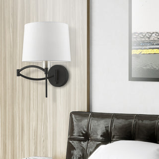 1 Light Black With Brushed Nickel Accent Swing Arm Wall Lamp