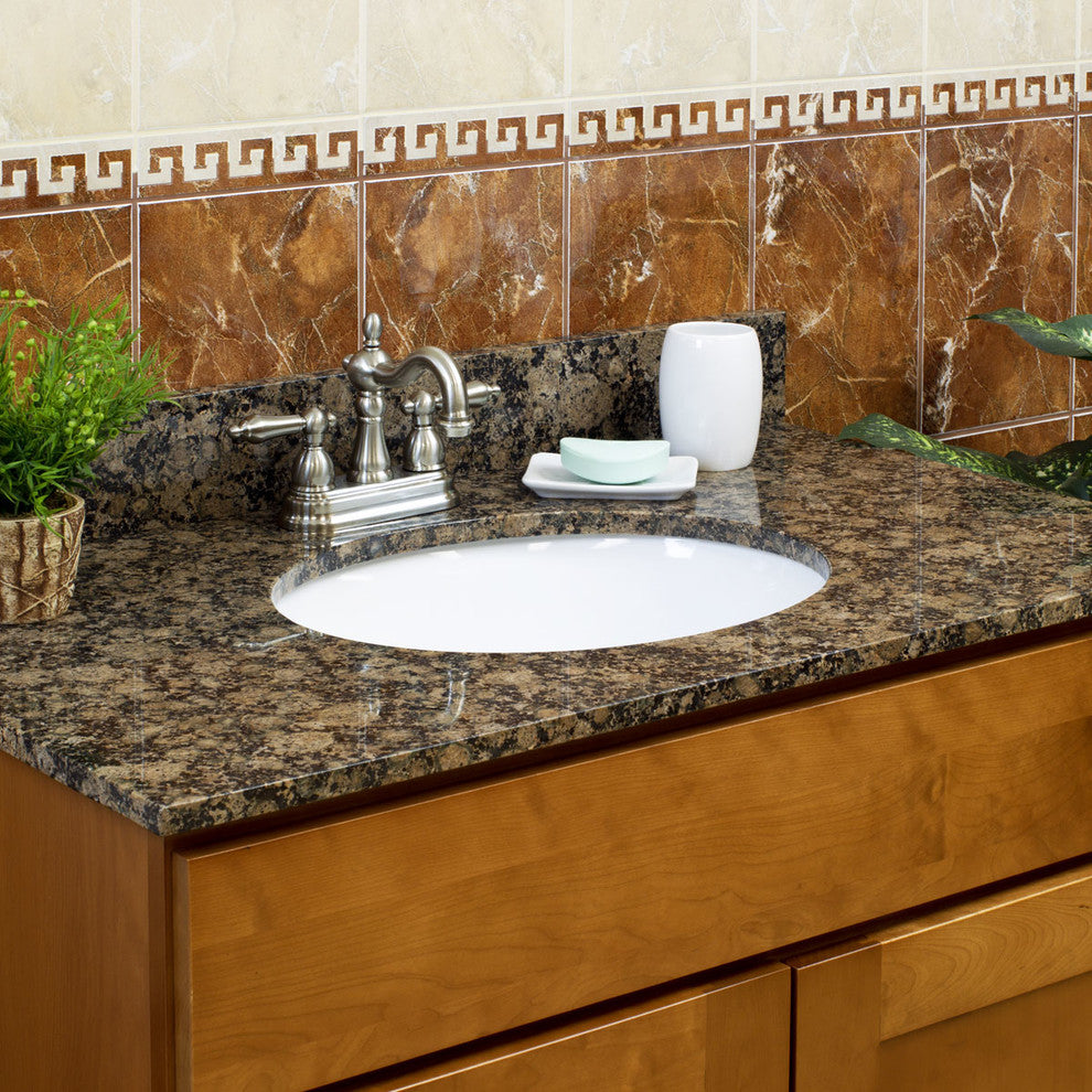 61x22 Baltic Brown Granite Vanity Countertops, 4 Faucet Spread
