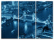 "Blue London Night Aerial View" Metal Wall Art, 3 Panels, 36"x28"