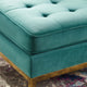 Accent Chair Ottoman, Velvet, Gold Teal Blue, Modern, Living Lounge Hospitality