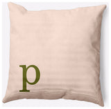20" x 20" Modern Monogram Indoor/Outdoor Polyester Throw Pillow, Olive