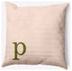 20" x 20" Modern Monogram Indoor/Outdoor Polyester Throw Pillow, Olive
