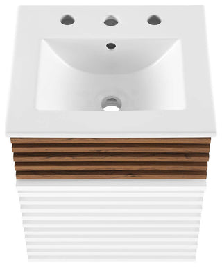 Render 18" Wall-Mount Bathroom Vanity, White Walnut White