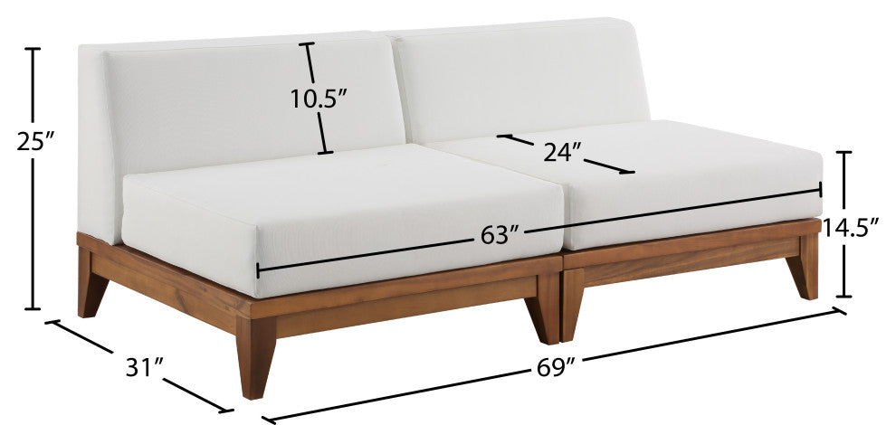 Rio Water Resistant Fabric  Patio 2-Piece Modular Sofa, Off White