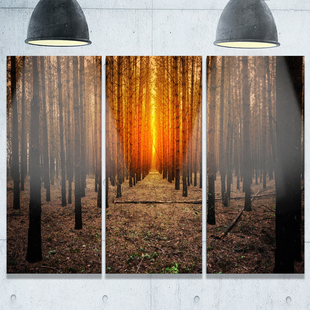 "Halloween-Themed Spooky Dark Forest" Forest Metal Wall Art, 3 Panels, 36"x28"