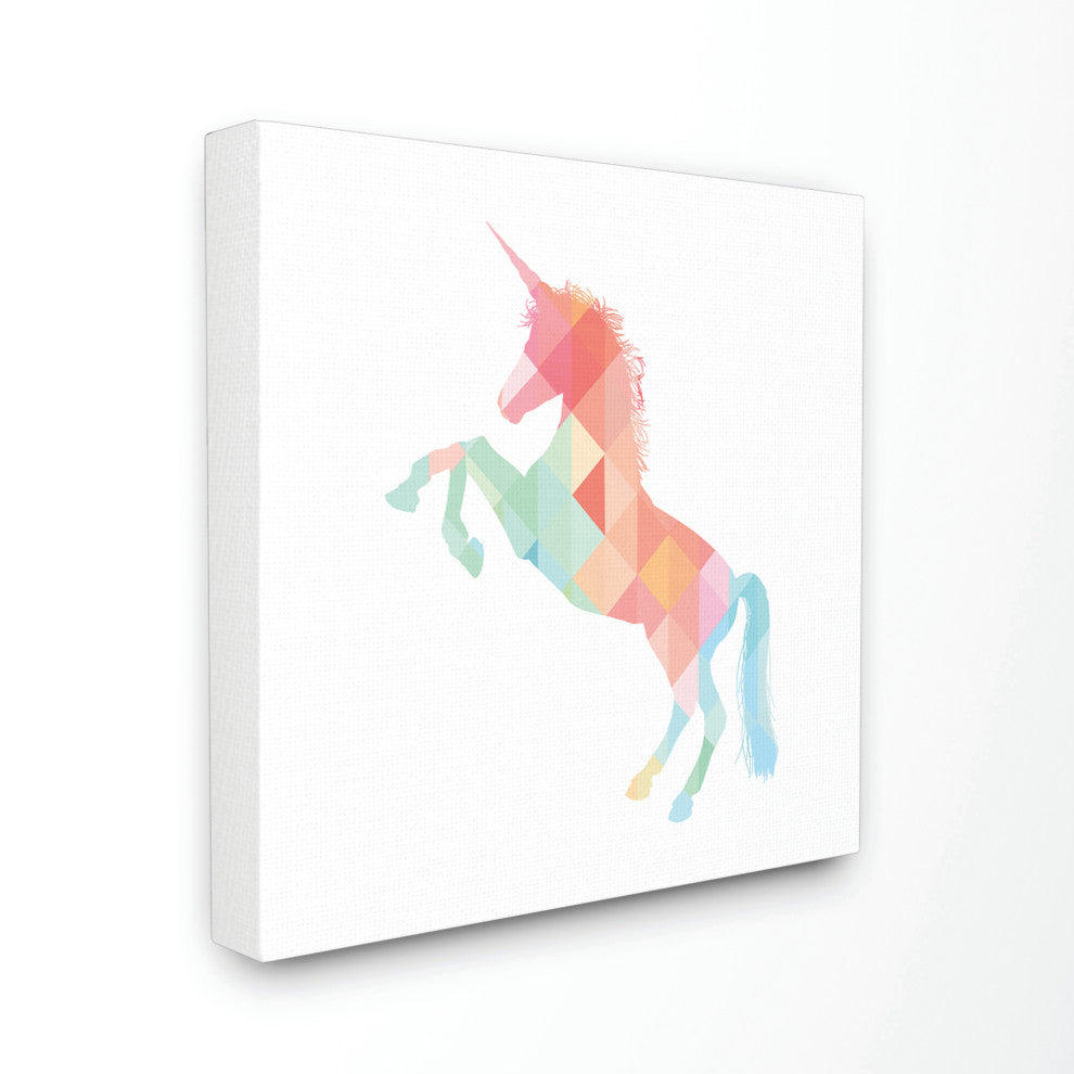 Stupell Industries Graphic Rainbow Unicorn, 17"x17", Canvas Wall Art