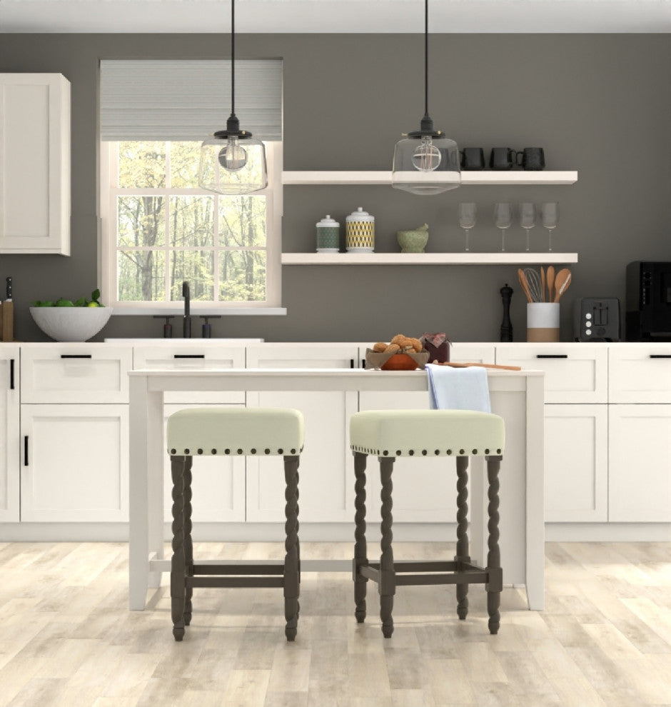 Arezzo 30" Bar Stool, Weathered Gray and Linen