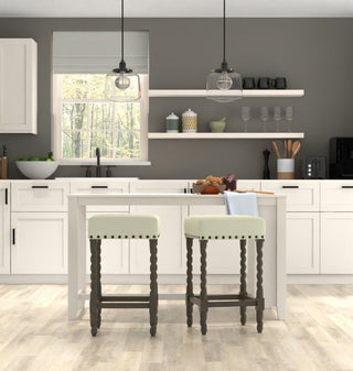 Arezzo 30" Bar Stool, Weathered Gray and Linen