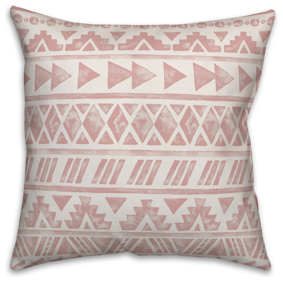 Blush Watercolor Tribal Pattern 20x20 Throw Pillow