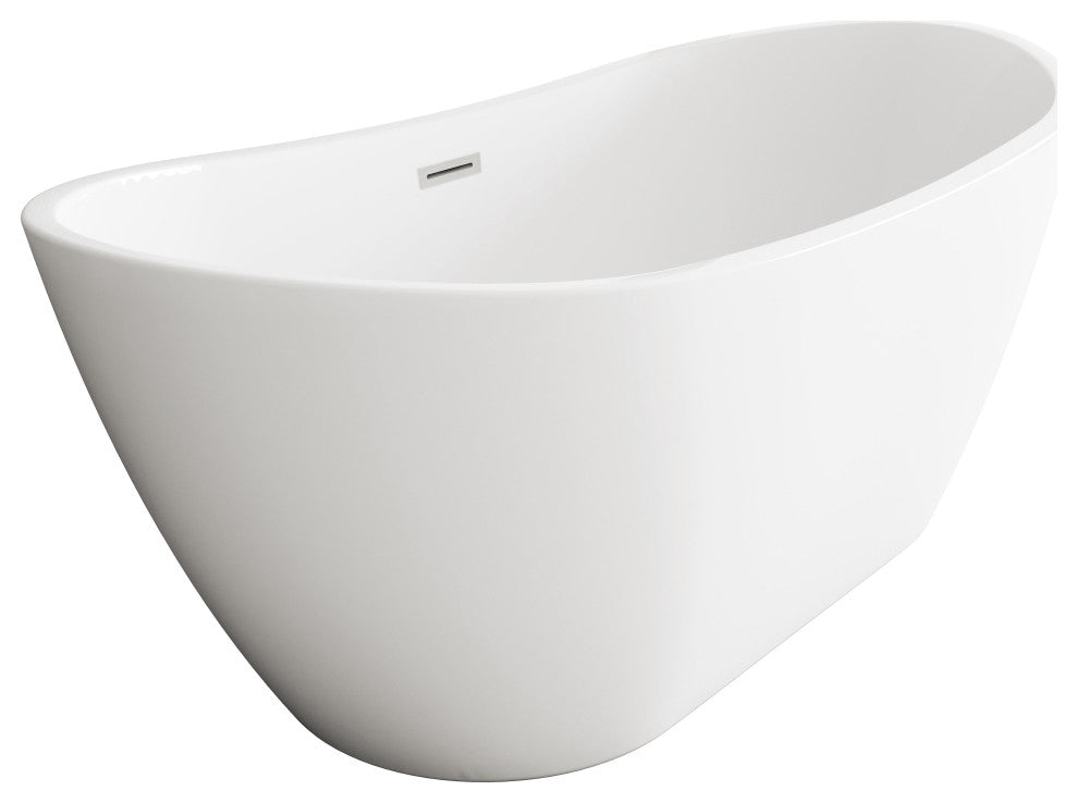 Igor 72" Soaking Bathtub, Glossy White With Brushed Nickel Trim