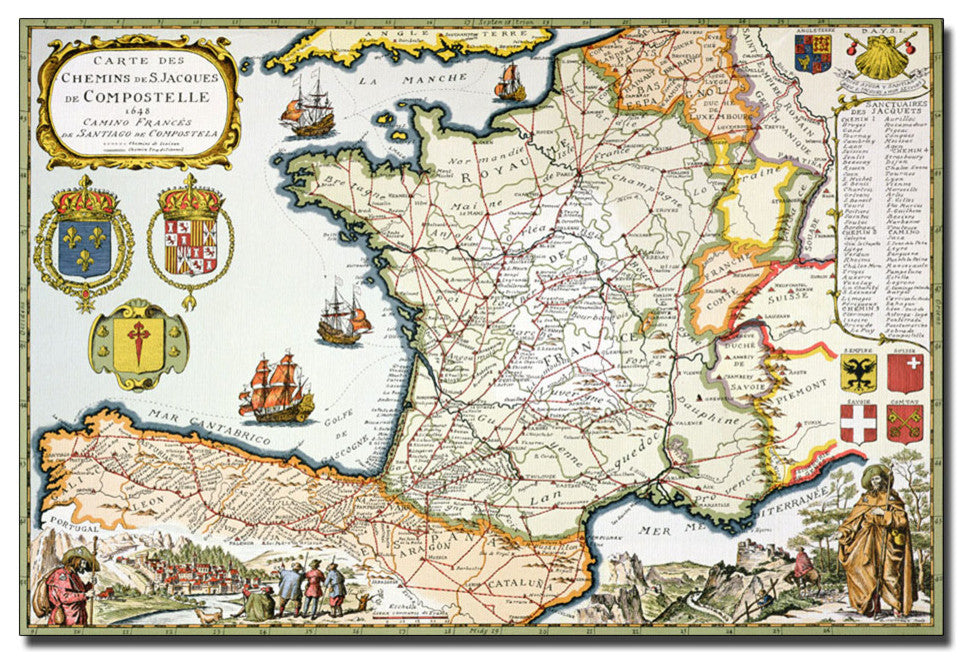 ''Map of Routes of St. James, 1648'' Canvas Art by D. Serveaux