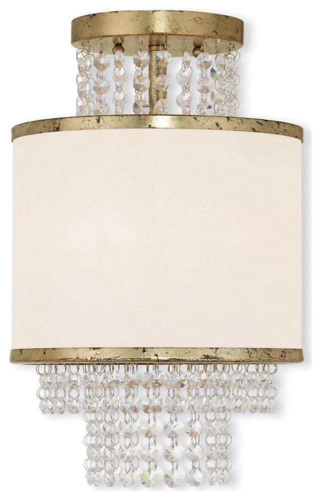 Livex 50792-28 2-Light Winter Gold Ceiling Mount, Hand Applied Winter Gold