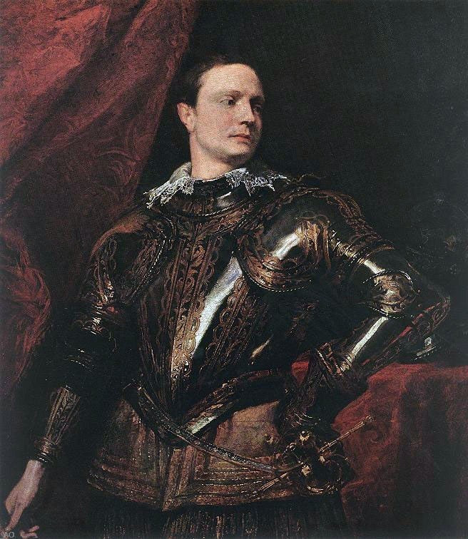 Sir Antony Van Dyck Portrait of a Young General Gallery Wrapped Canvas Print