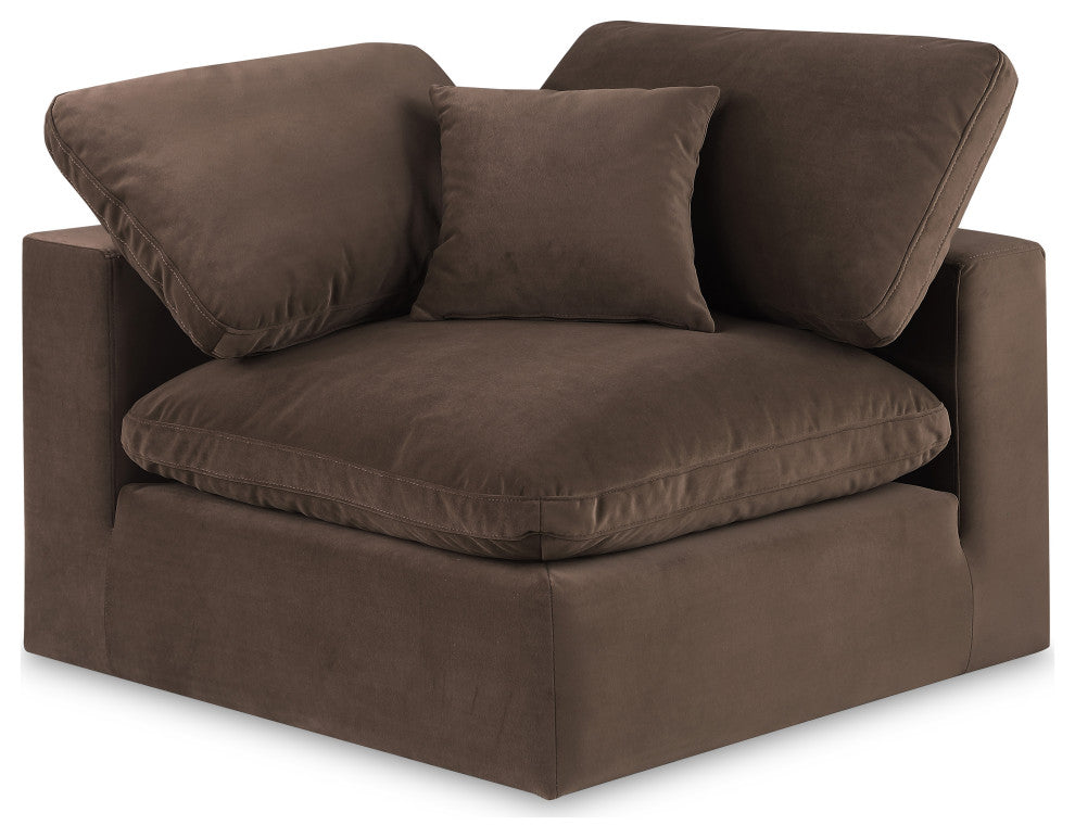 Comfy Beige Linen Textured Fabric Modular Chair, Brown, Velvet, Corner Chair