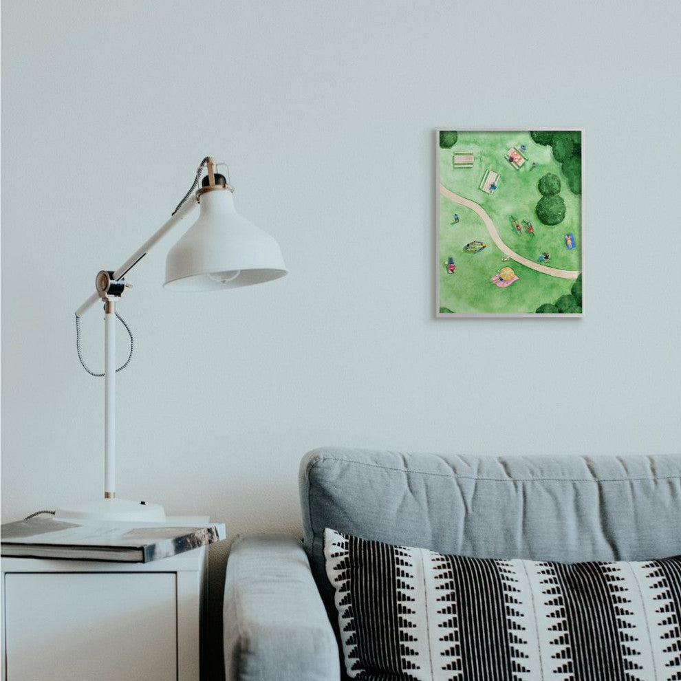 Aerial Park Fun Watercolor Summer Friends Painting,1pc, each 11 x 14