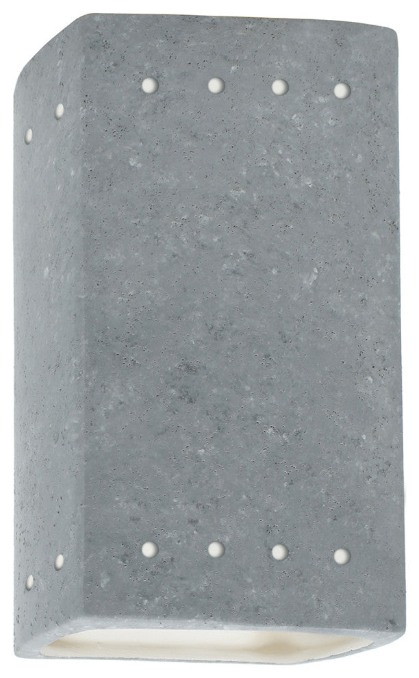 Ambiance Small Rectangle, Perfs Wall Sconce, Open Top & Bottom, Concrete, LED