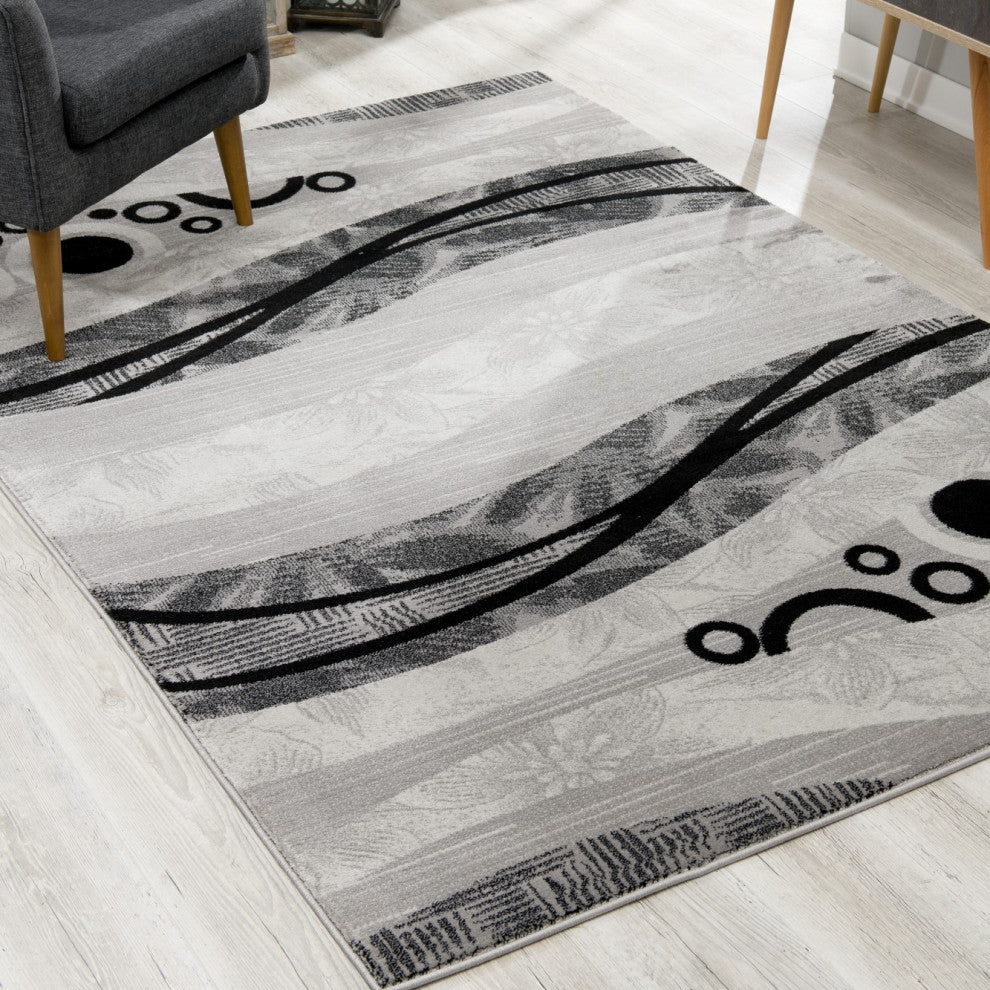 Rug Branch Modern Geometric Grey Black Indoor Area Rug - 6''x9''