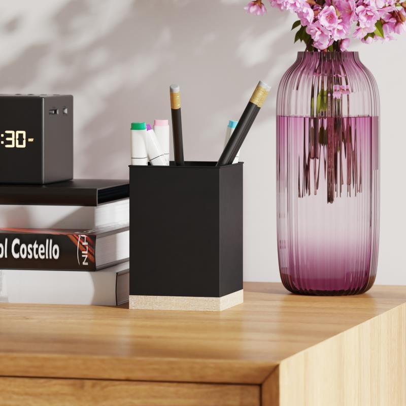 Comerford 3 Piece Metal and Wood Organizer Set, Black