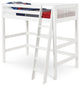 Camaflexi Twin, High Loft Bed, Mission Headboard, White