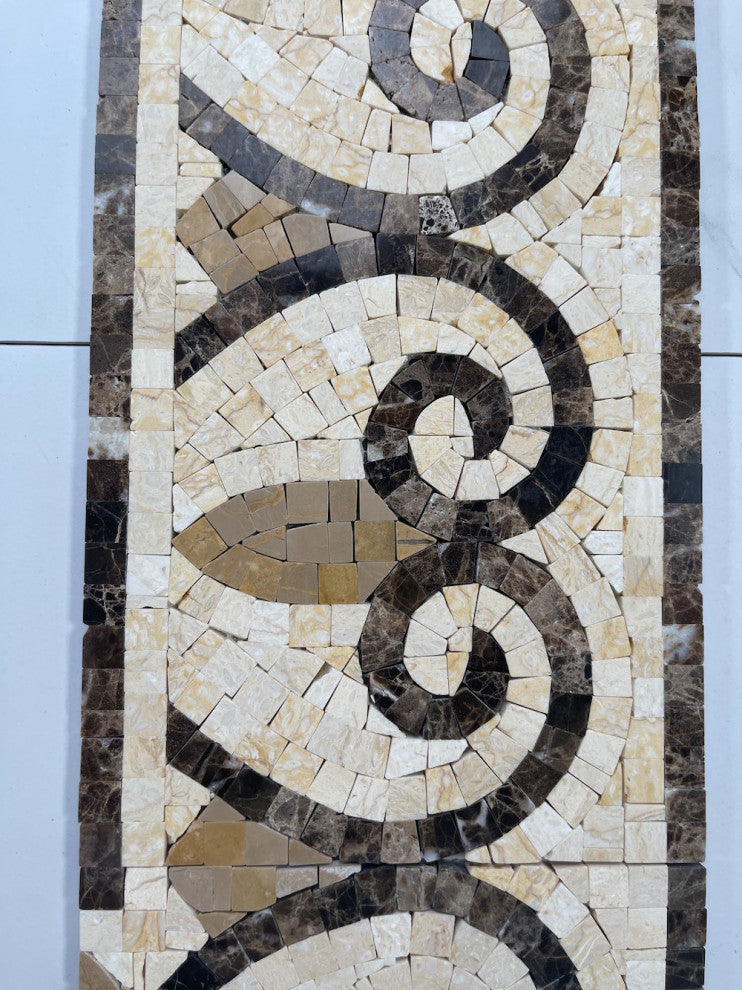 Marble Mosaic Border Listello Accent Tile Chandelier Emperador 5.9x12, 1 piece