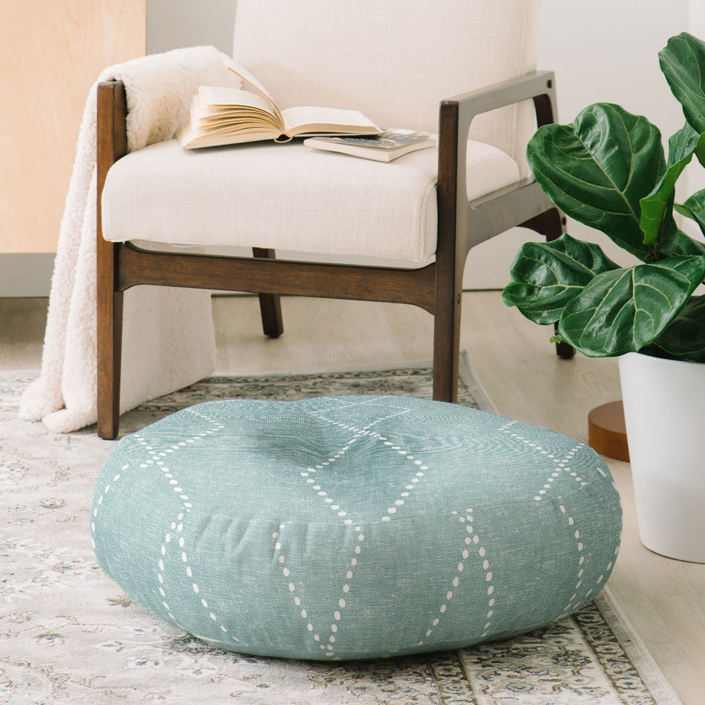 Little Arrow Design Co geo Boho Diamonds Mint Floor Pillow Round
