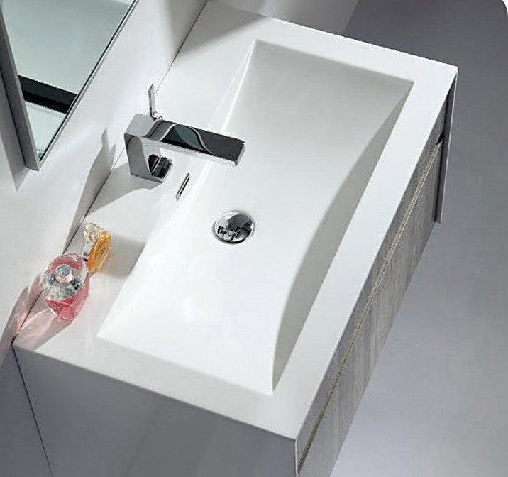 Eviva Ashy 32" Wall Mount Modern Bathroom Vanity Ash Gray White Integrated Sink