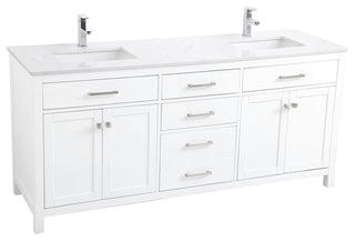 72" Double Bathroom Vanity, White