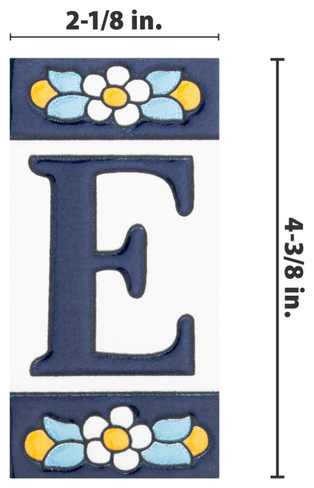 Sevillano Flora Letters 2-1/8 in. x 4-3/8 in. Ceramic Wall Tile, E