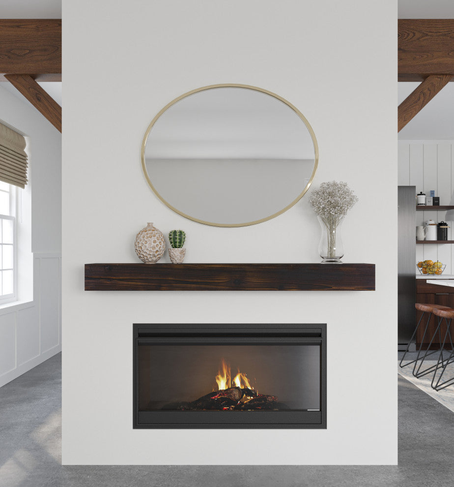 Weathered Beam Mantel, Burnt Almond, 60"