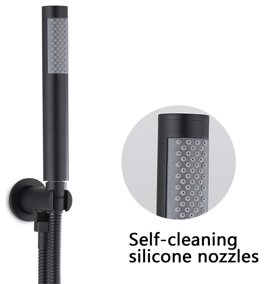 10 inch Wall-Mounted Round Completed Shower System with Handheld Shower, Matt Bl