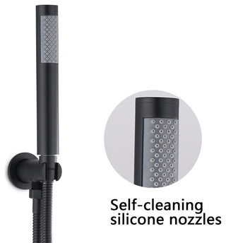 10 inch Wall-Mounted Round Completed Shower System with Handheld Shower, Matt Bl