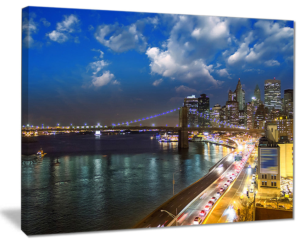 "New York City Wonderful Sunset View" Canvas Print