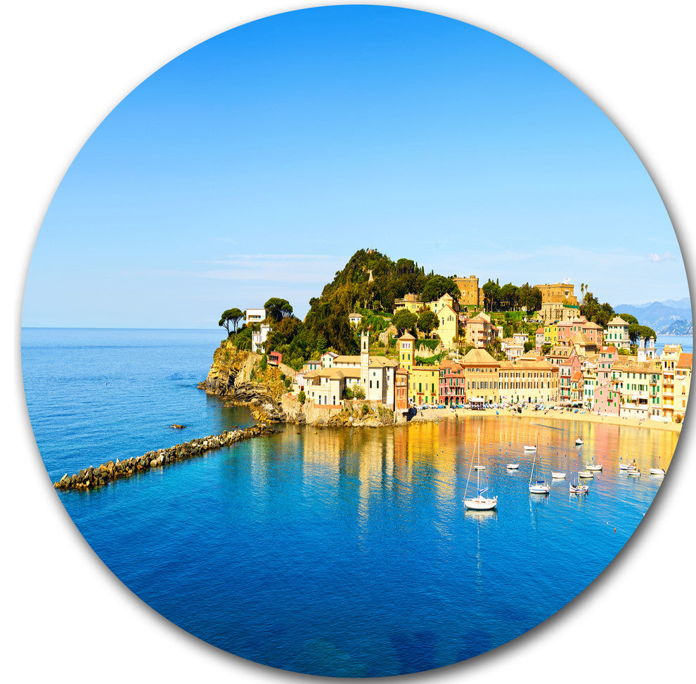 Sestri Levante Silence Bay Sea, Seashore Round Wall Art, 36"