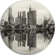 Singapore Skyline View Panorama, Cityscape Round Metal Wall Art, 11"