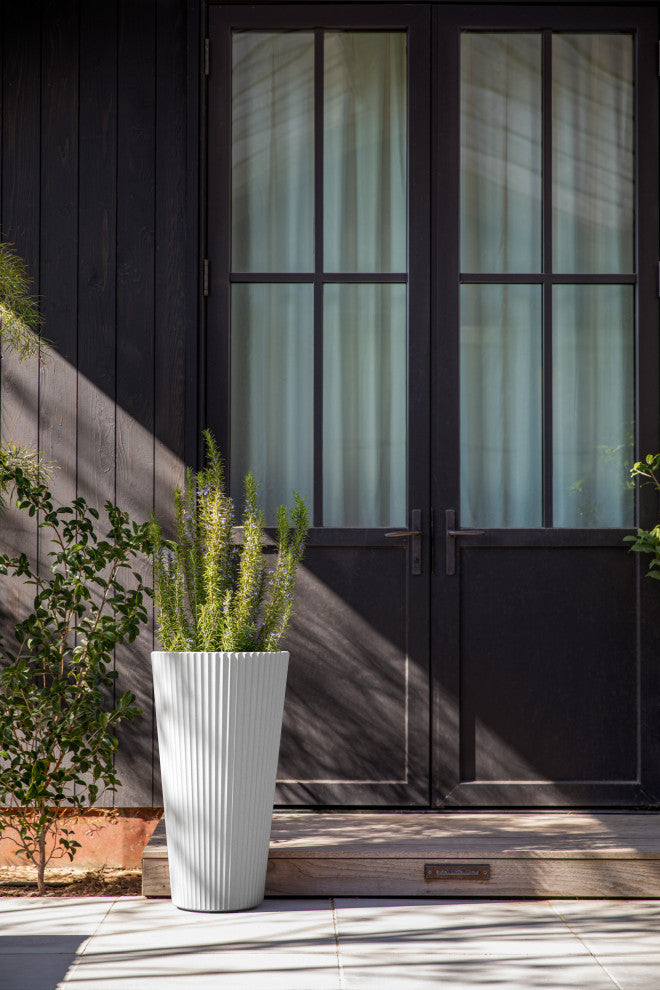 Veradek Demi Series Tall 26" Planter, White, 2 Pack