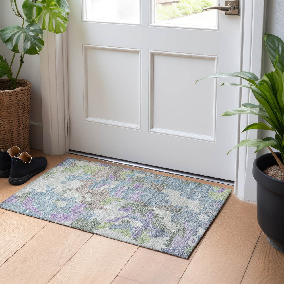 Machine Washable Indoor/Outdoor Chantille ACN1906 Blue 1'8" x 2'6" Rug