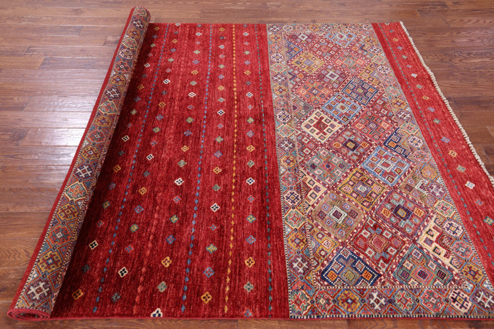 6' 8" X 9' 10" Hand-Knotted Super Kazak Khorjin Rug Q10738