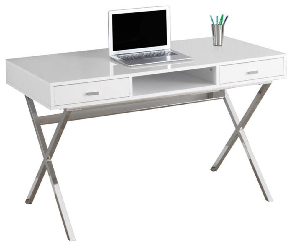 Computer Desk Home Office Laptop 48"L Work Metal Glossy White