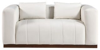 Mallina Upholstered Loveseat, Cream, Vegan Leather