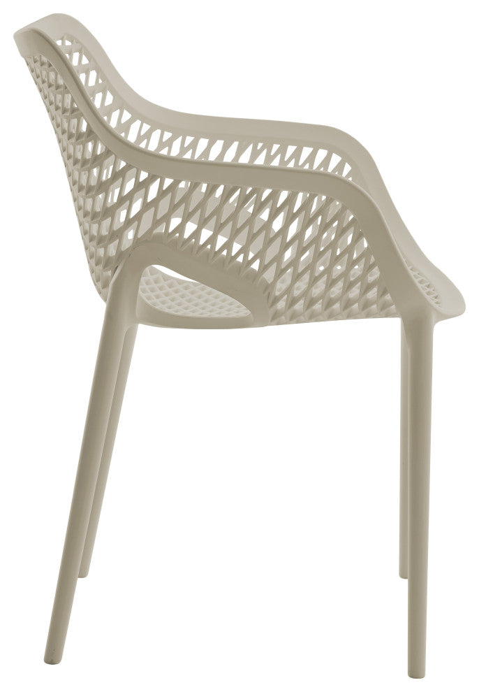 Mykonos Outdoor Patio Dining Chair (Set of 4), Taupe, With Arms