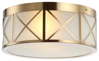 Cadence 15" Drum Metal/Glass Flush Mount, Brass Gold