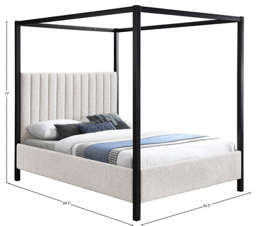 Kelly Boucle Fabric Upholstered Bed, Cream, Queen