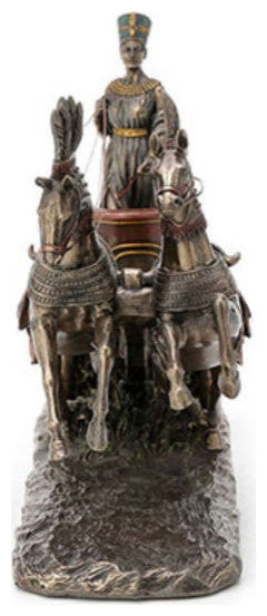 Egyptian Queen Nefertiti On Chariot Sculpture