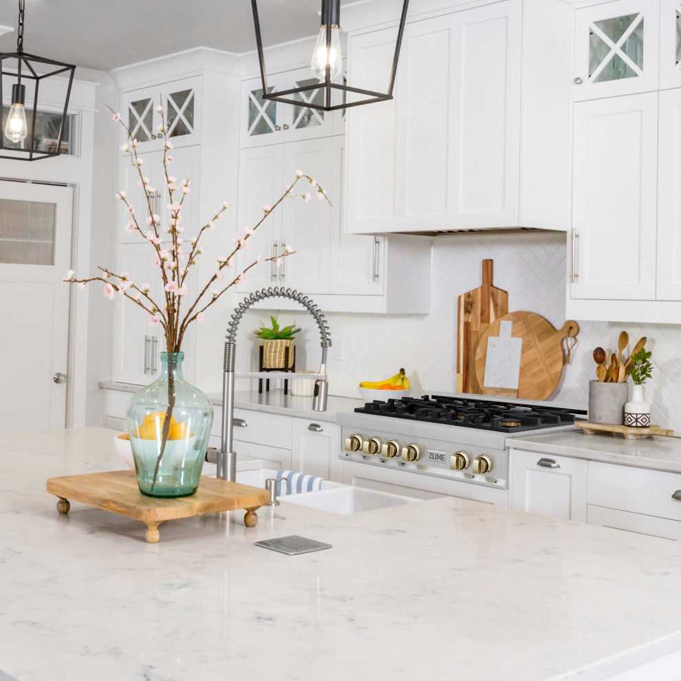 ZLINE 36" Rangetop, Stainless Steel With Gold Accents, RTZ-36-G