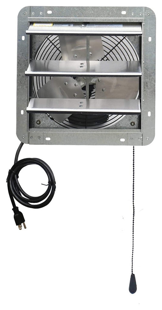 Wall Mounted Shutter Exhaust, 12" Fan With Thermostat