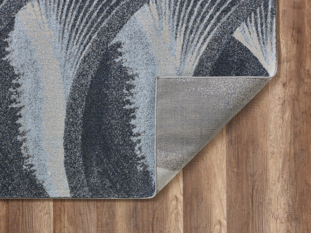 10"x13" Gray Blue Abstract Waves Modern Area Rug