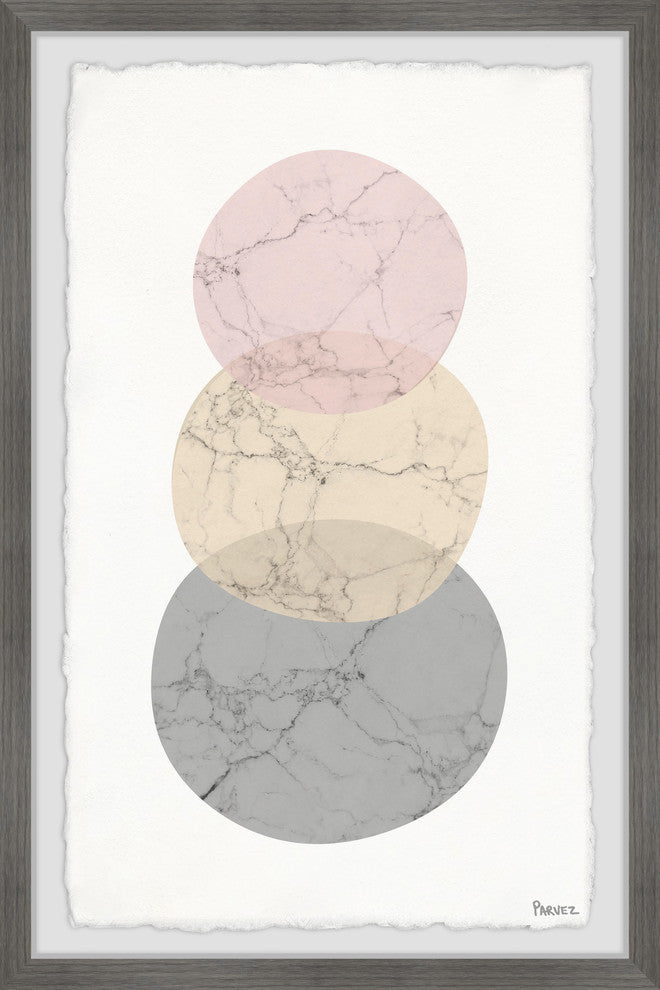 "Marbled Circles" Framed Painting Print, 16"x24"